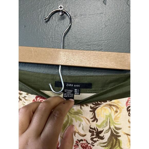 Zara Floral Maxi Skirt Green Size Small Womens - Picture 2 of 4